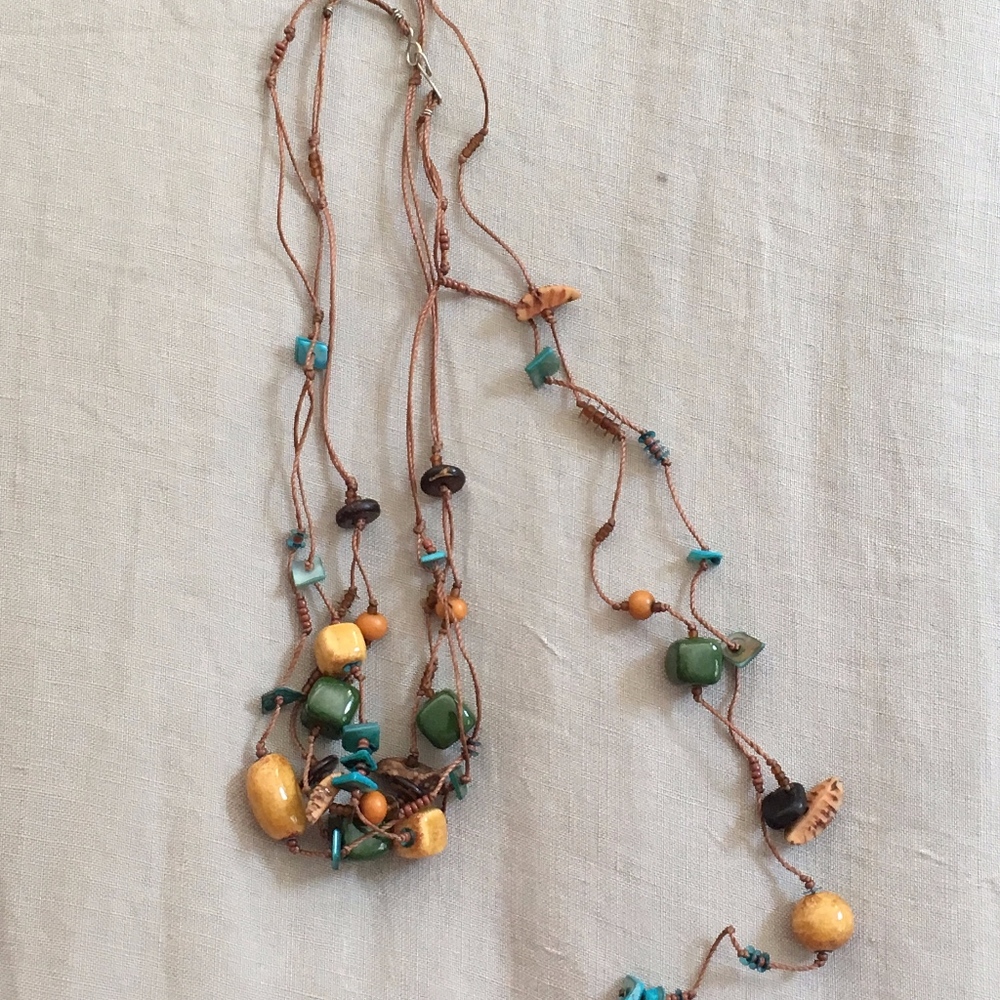 2 Novel Necklaces - Natural clay, bone, shell
